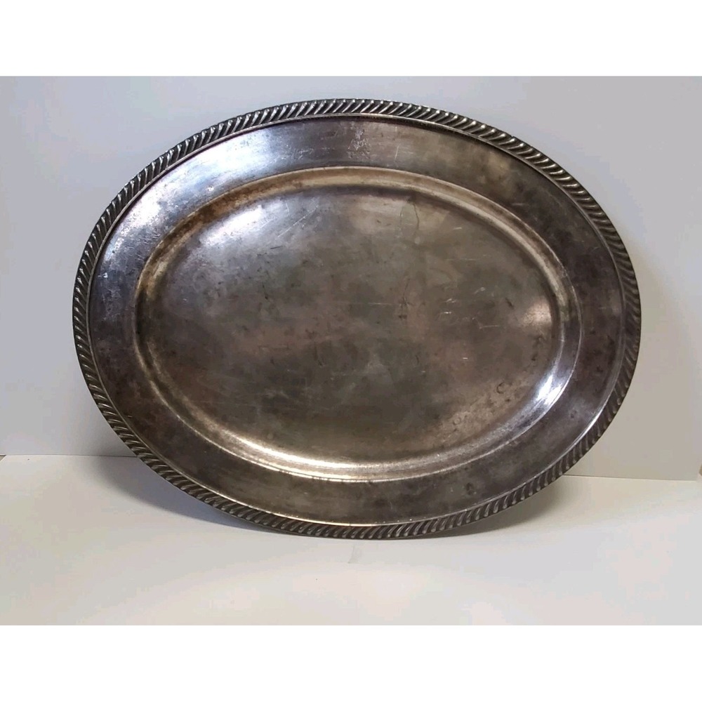 U.S. Navy International Silver Soldered  18" USN Serving Platter Fowled Anchor